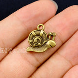 60pcs Bronze Snail Charms Pendant 2 Sided 16x16mm