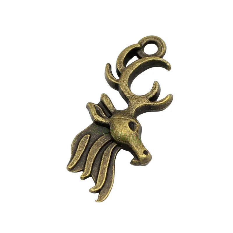 60pcs Antique Bronze Buck Charms Pendants 26x11mm