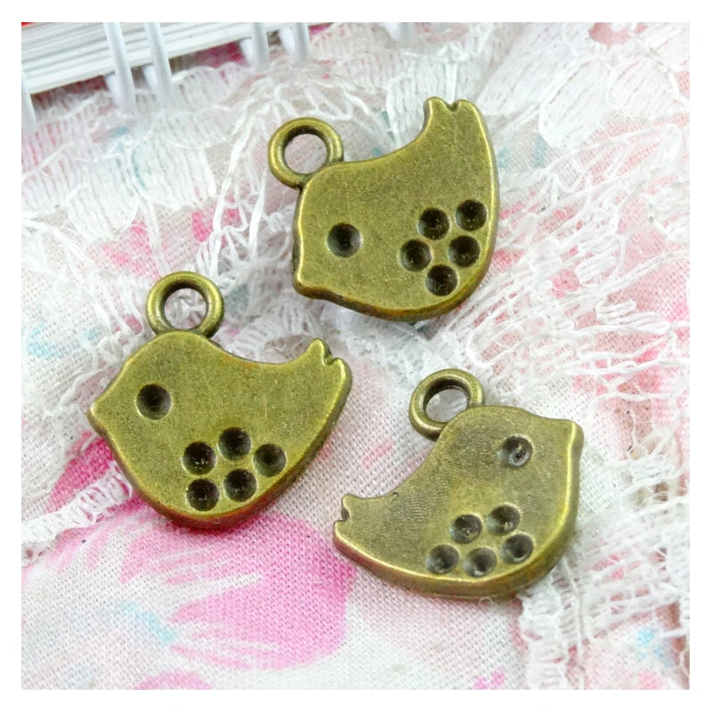 60pcs Bird Charms Pendants for Jewelry Making DIY 15x15mm