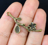 60pcs Antique Bronze Flower Branch Charms 41x16mm