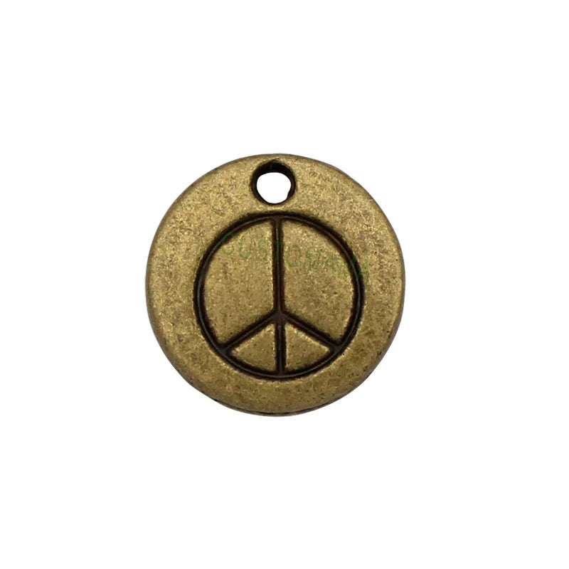 60pcs Antique Bronze Peace Sign Charm Pendant 15mm