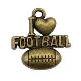 60pcs Antique Bronze I Heart Football Charms Pendant 20x18mm