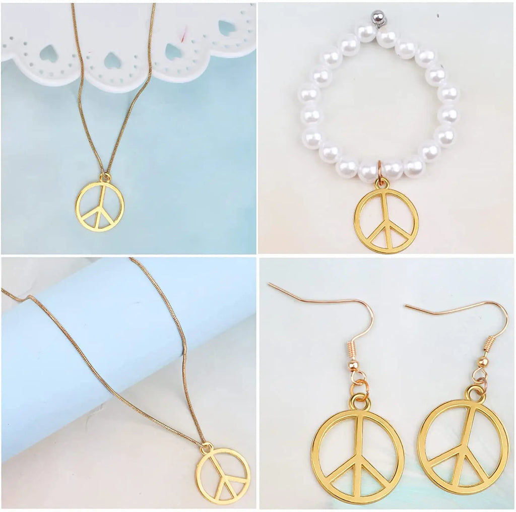 60pcs Vintage Alloy Peace Sign Charms for DIY Necklace Bracelet Crafting
