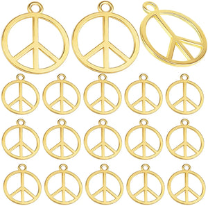 60pcs Vintage Alloy Peace Sign Charms for DIY Necklace Bracelet Crafting