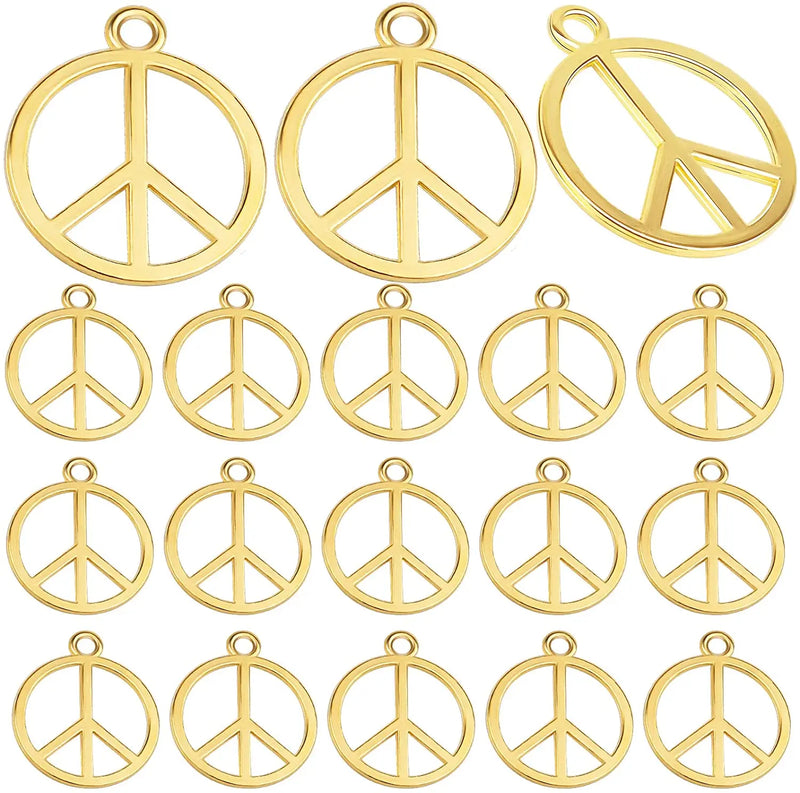 60pcs Vintage Alloy Peace Sign Charms for DIY Necklace Bracelet Crafting