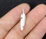60pcs Antique Silver Enamel Feather Charms Pendant 27x6mm