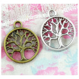 60pcs Antique Silver Life Tree Charms Pendant DIY Bracelet Making