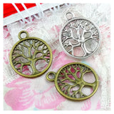 60pcs Antique Silver Life Tree Charms Pendant DIY Bracelet Making