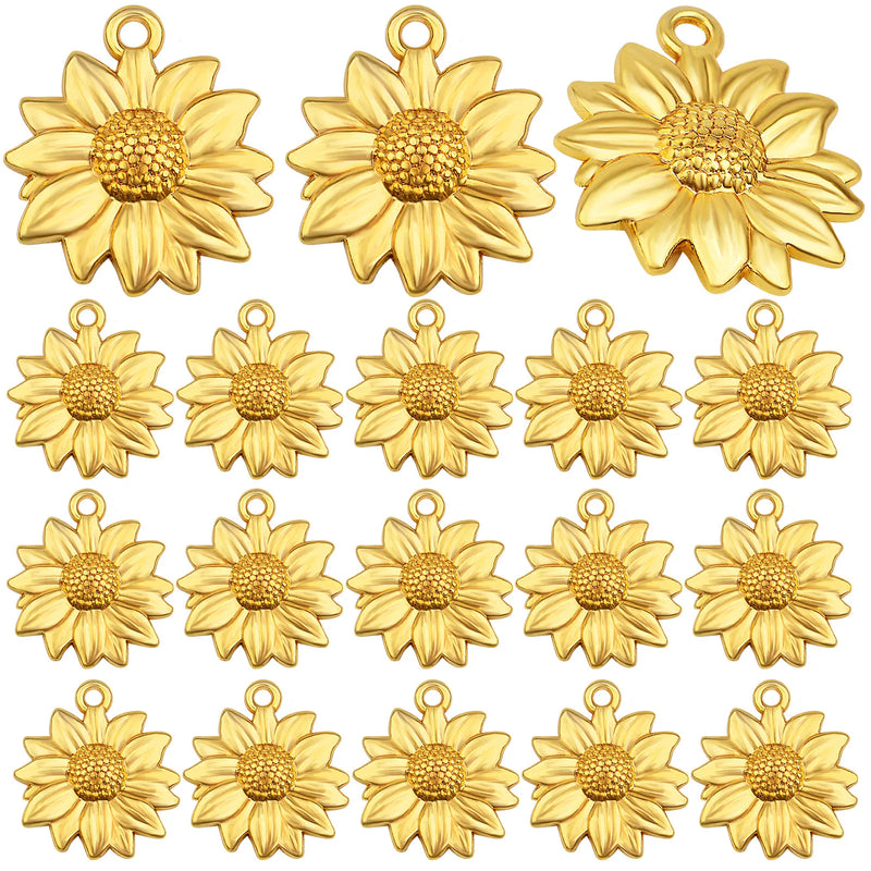 60pcs Antique Sunflower Pendants Charms Alloy Vintage Flower Dangle Charms