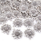 60pcs Antique Sunflower Pendants Charms Alloy Vintage Flower Dangle Charms