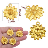60pcs Antique Sunflower Pendants Charms Alloy Vintage Flower Dangle Charms