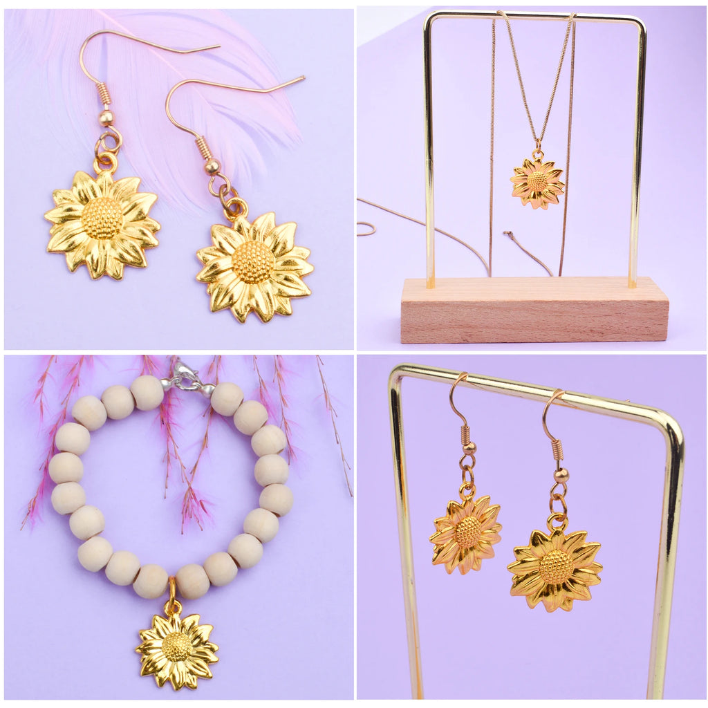 60pcs Antique Sunflower Pendants Charms Alloy Vintage Flower Dangle Charms