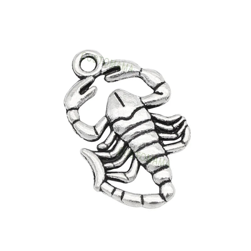 60pcs Tibetan Silver 2 Sided Scorpion Charms 26x16mm
