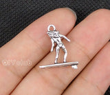 60pcs Tibetan Silver 3D Surfer Girl Charms Pendant 21x19mm