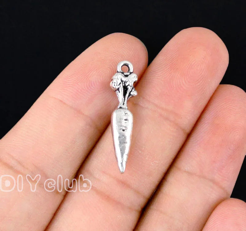 60pcs Tibetan Silver Carrot Charms Pendants 25x6x4mm