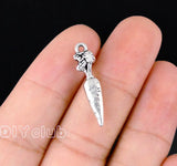 60pcs Tibetan Silver Carrot Charms Pendants 25x6x4mm