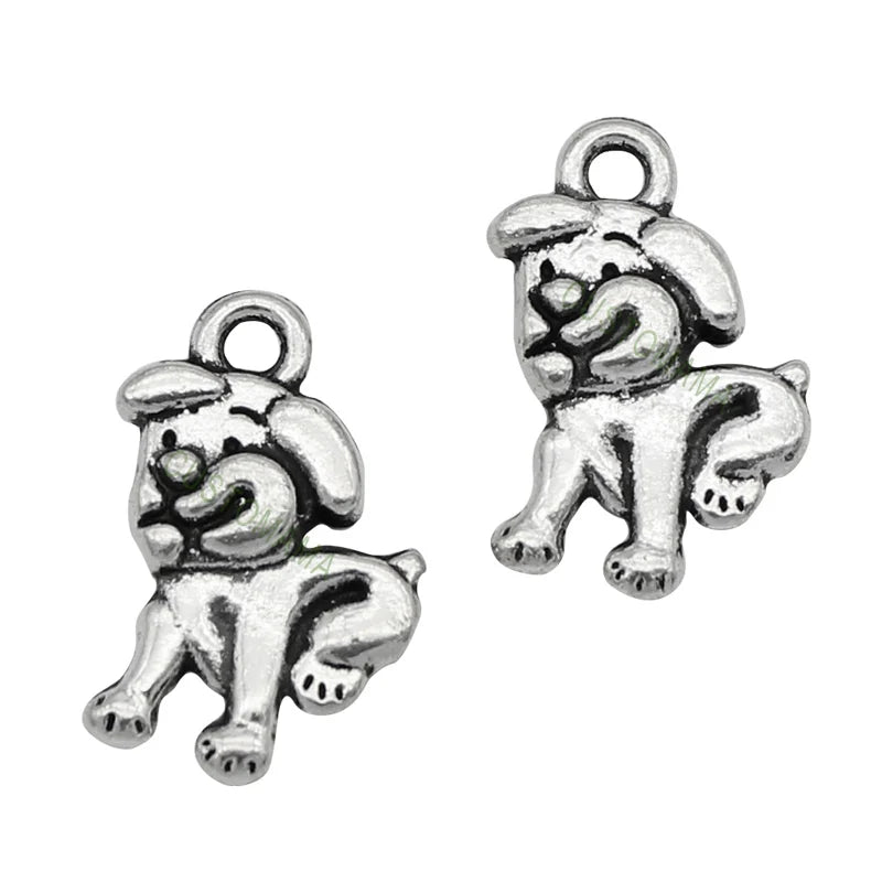60pcs Tibetan Silver Dog Charms Pendant 20x14mm