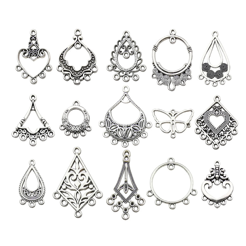 60pcs Tibetan Silver Chandelier Earring Charms for Jewelry Making