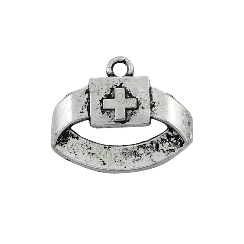 60pcs Tibetan Silver Nurse Cap Charms 20x16mm