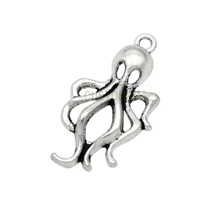 60pcs Tibetan Silver Octopus Charms Pendants DIY 30x16mm