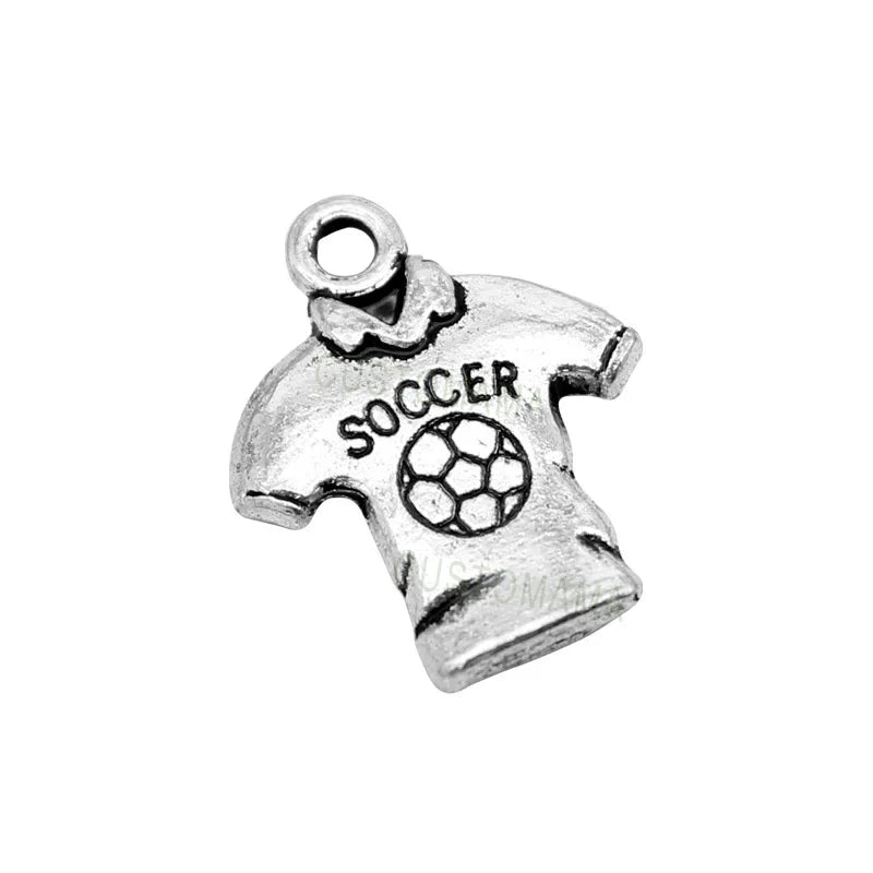 60pcs Antique Tibetan Silver Soccer Shirt Charms Pendant 18x15mm