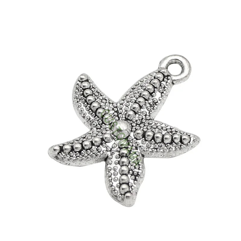 60pcs Tibetan Silver Starfish Charms Pendant 23x19mm