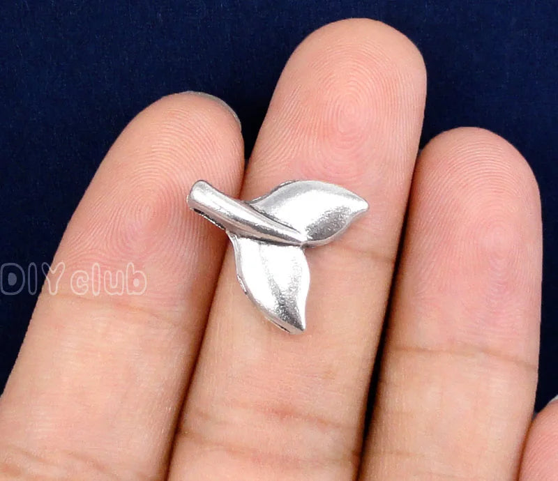 60pcs Tibetan Silver Whale Tail Charms Pendant 17x16mm