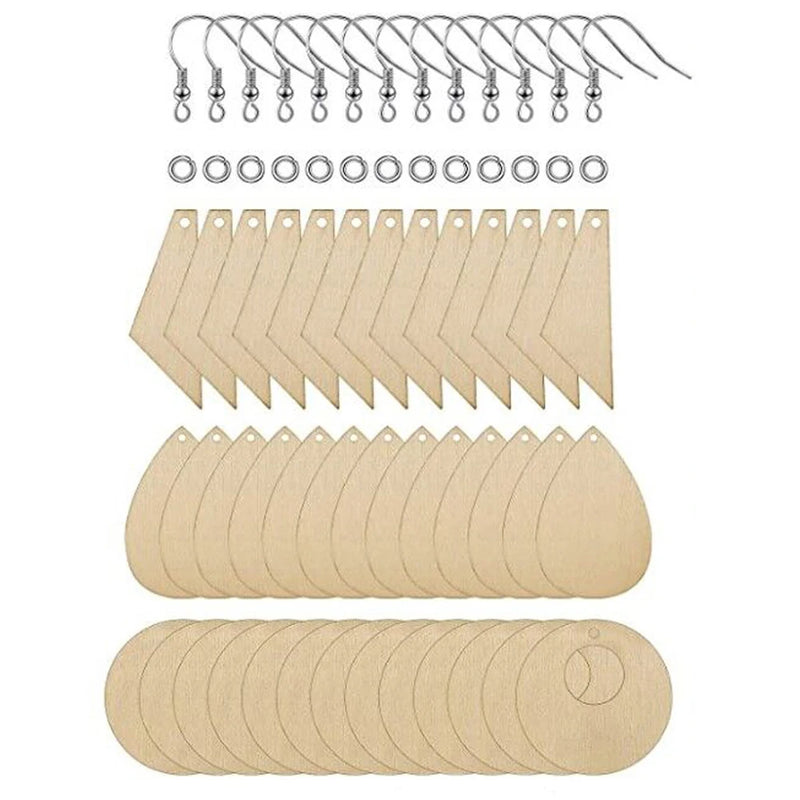 60pcs DIY Wooden Earrings Wedding Party Manual Assemble Findings