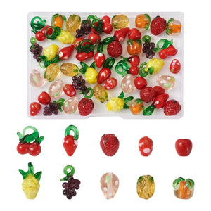 60pcs Lampwork Fruit Beads Mix for DIY Jewelry Making