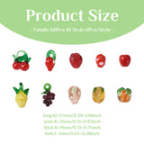 60pcs Lampwork Fruit Beads Mix for DIY Jewelry Making