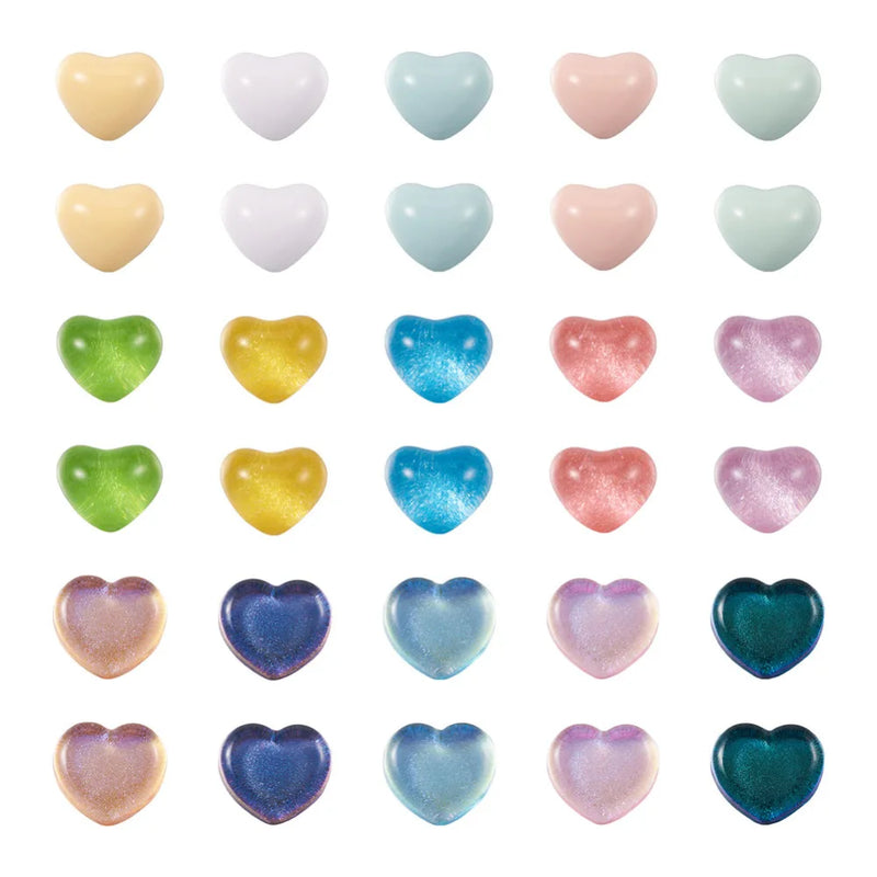 60pcs Resin Heart Cabochons for DIY Jewelry Craft 16.5x18.5x12.5mm