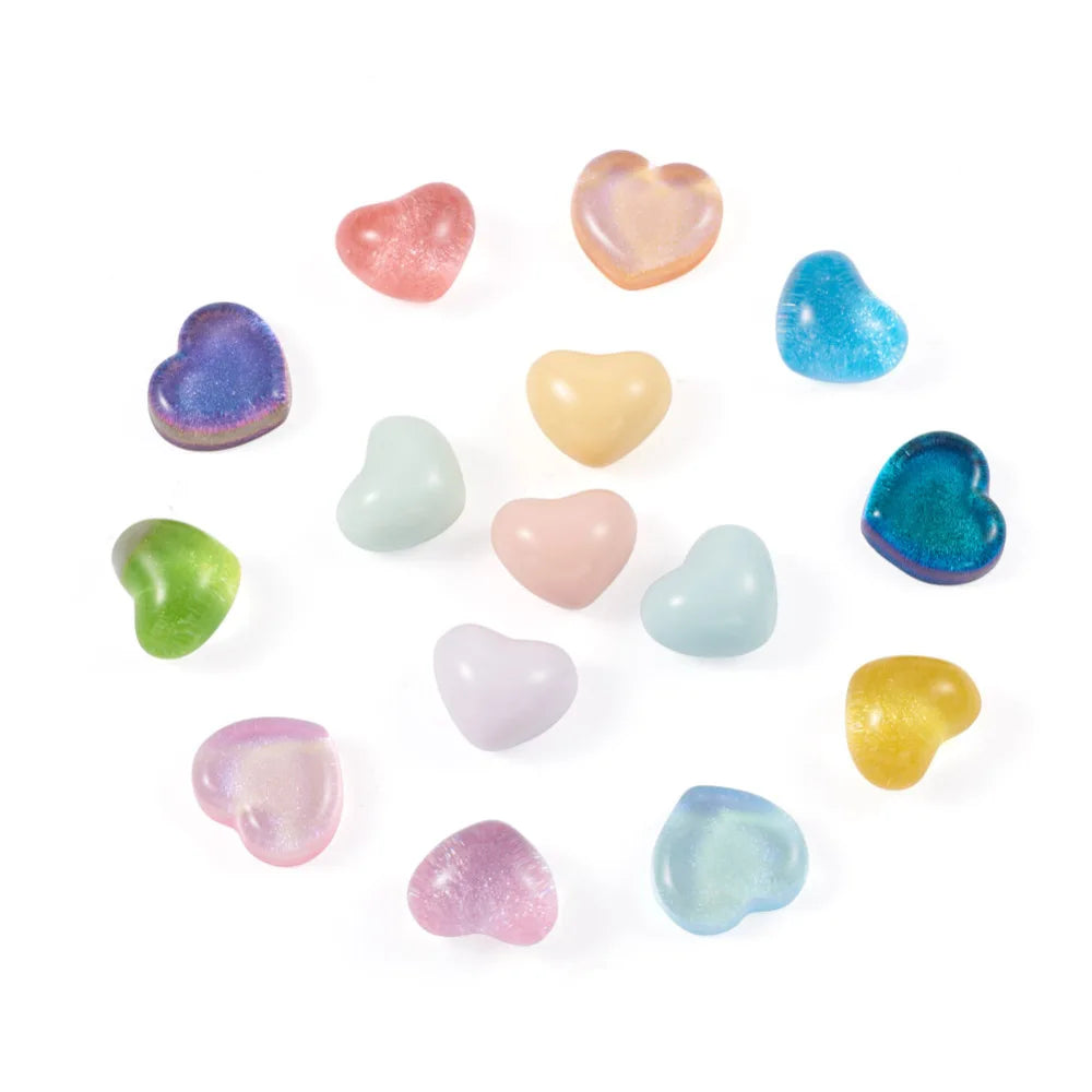 60pcs Resin Heart Cabochons for DIY Jewelry Craft 16.5x18.5x12.5mm