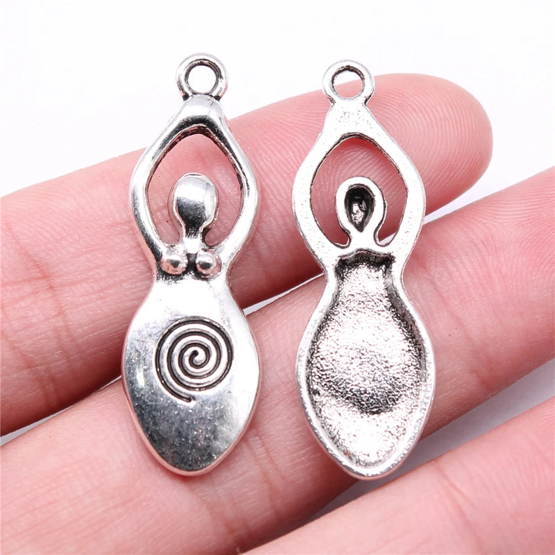 60pcs Fertility Goddess Mother Charms for Jewelry Making Antique Silver
