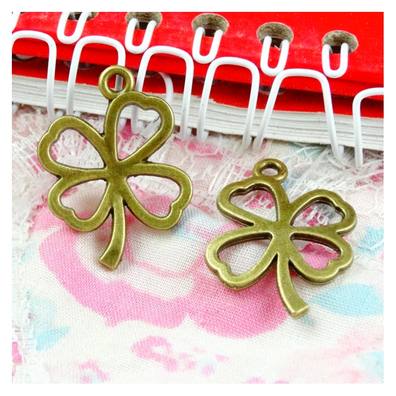 60pcs Four Leaf Clover Charms 25*19MM Antique Pendant DIY Jewelry