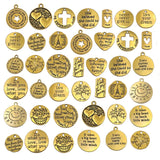 60pcs Ancient Circle Charm Lettering English Words Pendant for Jewelry