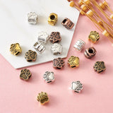 60pcs Dog Paw Print Spacer Beads Large Hole Metal Beads for Jewelry Making DIY