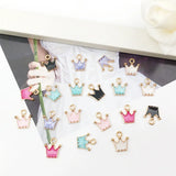 60pcs Crown Enamel Charms Mix Pendants for DIY Jewelry Making