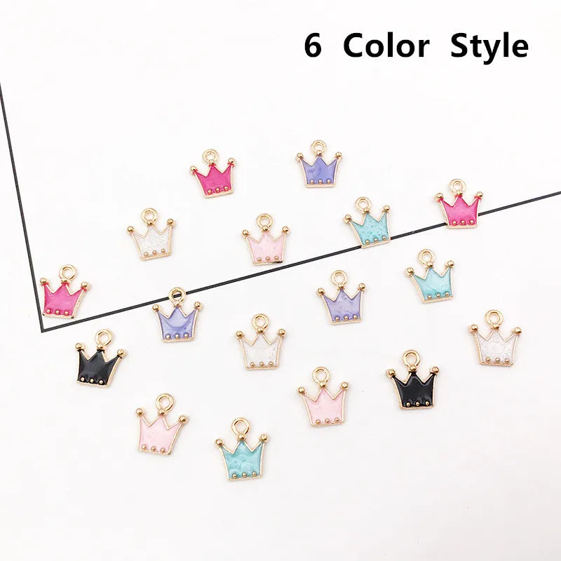 60pcs Crown Enamel Charms Mix Pendants for DIY Jewelry Making