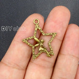 60pcs Antique Bronze Fairy Charms Dainty Star Pendant 29x25mm