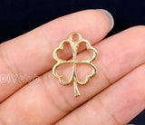 60pcs Gold Tone Four Leaf Clover Charms 28x18mm