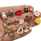 60pcs Enamel Plated Charms Pendants for DIY Jewelry Making