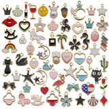60pcs Enamel Plated Charms Pendants for DIY Jewelry Making