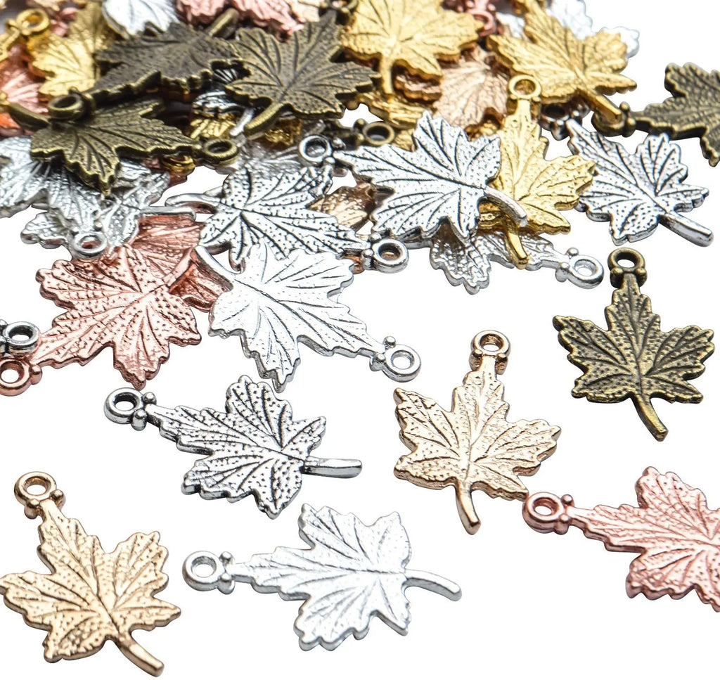 60pcs Leaf Charms Antique Alloy Pendants for DIY Crafting