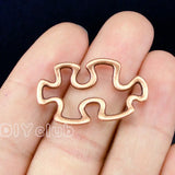 60pcs Puzzle Piece Charms, Copper Tone JigSaw Puzzle Pendants 30x18mm