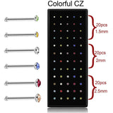 60pcs Labret Stainless Steel Nose Piercing Ring Body Jewelry