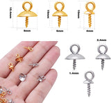 60pcs Stainless Steel Pearl Screw Eye Pin Bail Peg Pendants for Beads Earrings