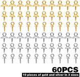 60pcs Stainless Steel Pearl Screw Eye Pin Bail Peg Pendants for Beads Earrings