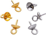 60pcs Stainless Steel Eye Pin Bail Caps for Jewelry Making