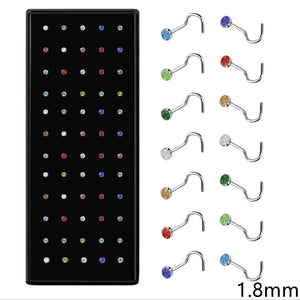 60pcs Stainless Steel Stud Nose Rings Set for Men Women Needles Cartilage Septum