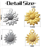 60pcs Sunflower Pendant Charms for DIY Jewelry Making, 2 Styles and 2 Colors